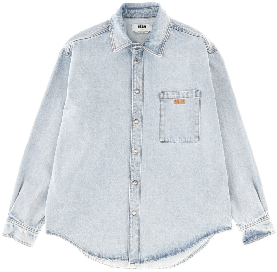 MSGM SHIRT WITH EMBROIDERED LOGO Blauw