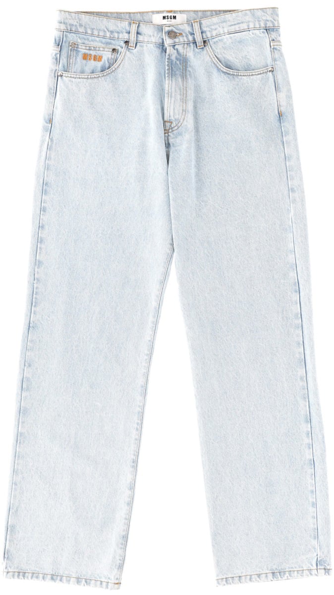 MSGM JEANS WITH EMBROIDERED LOGO Blauw