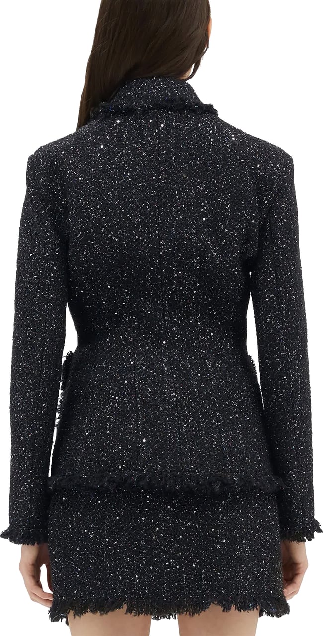 MSGM Black Tailored Textured Cotton Casual Jacket Zwart