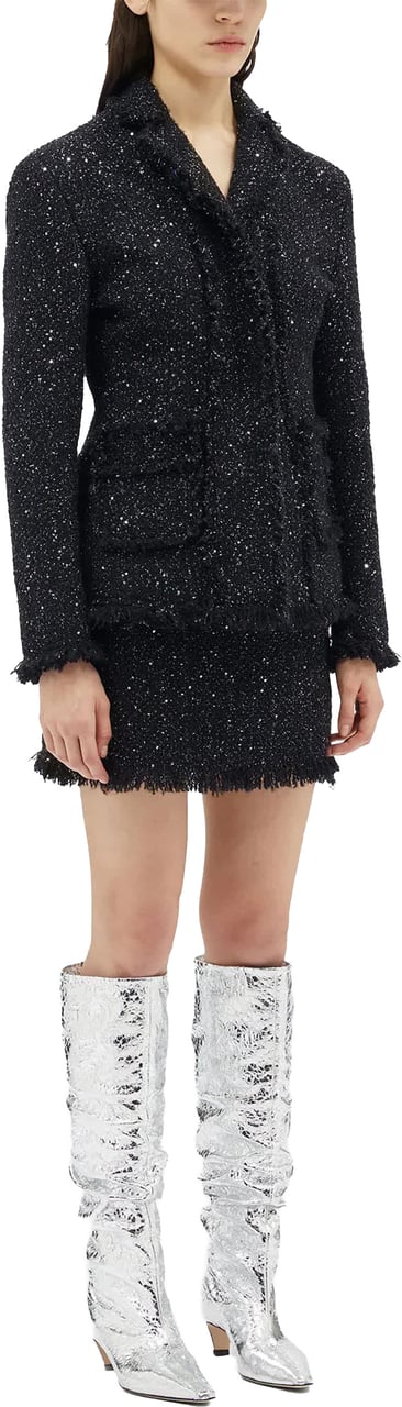 MSGM Black Tailored Textured Cotton Casual Jacket Zwart