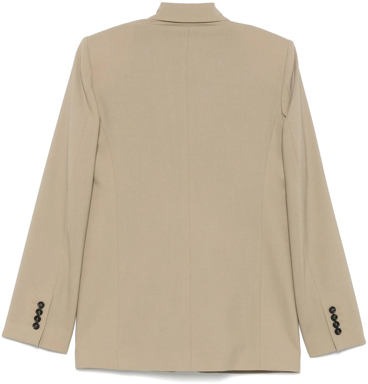 MSGM Tailored Notched Lapel Structured Wool Blazer Neutraal
