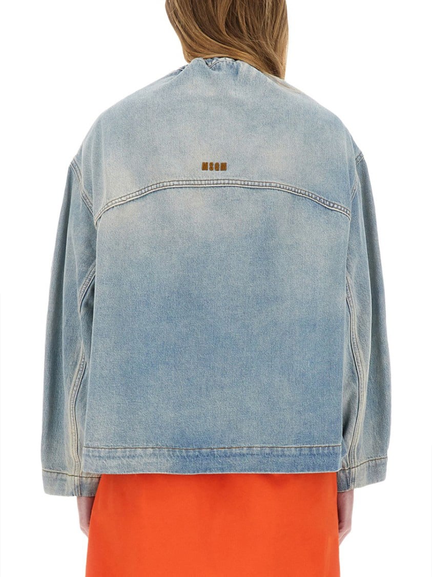 MSGM Relaxed-Fit Oversized Denim Jacket Blauw