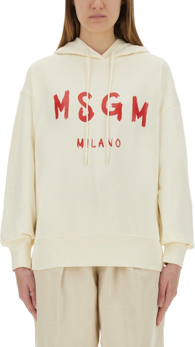 MSGM Relaxed-Fit Sweatshirt with Brushed Logo Neutraal