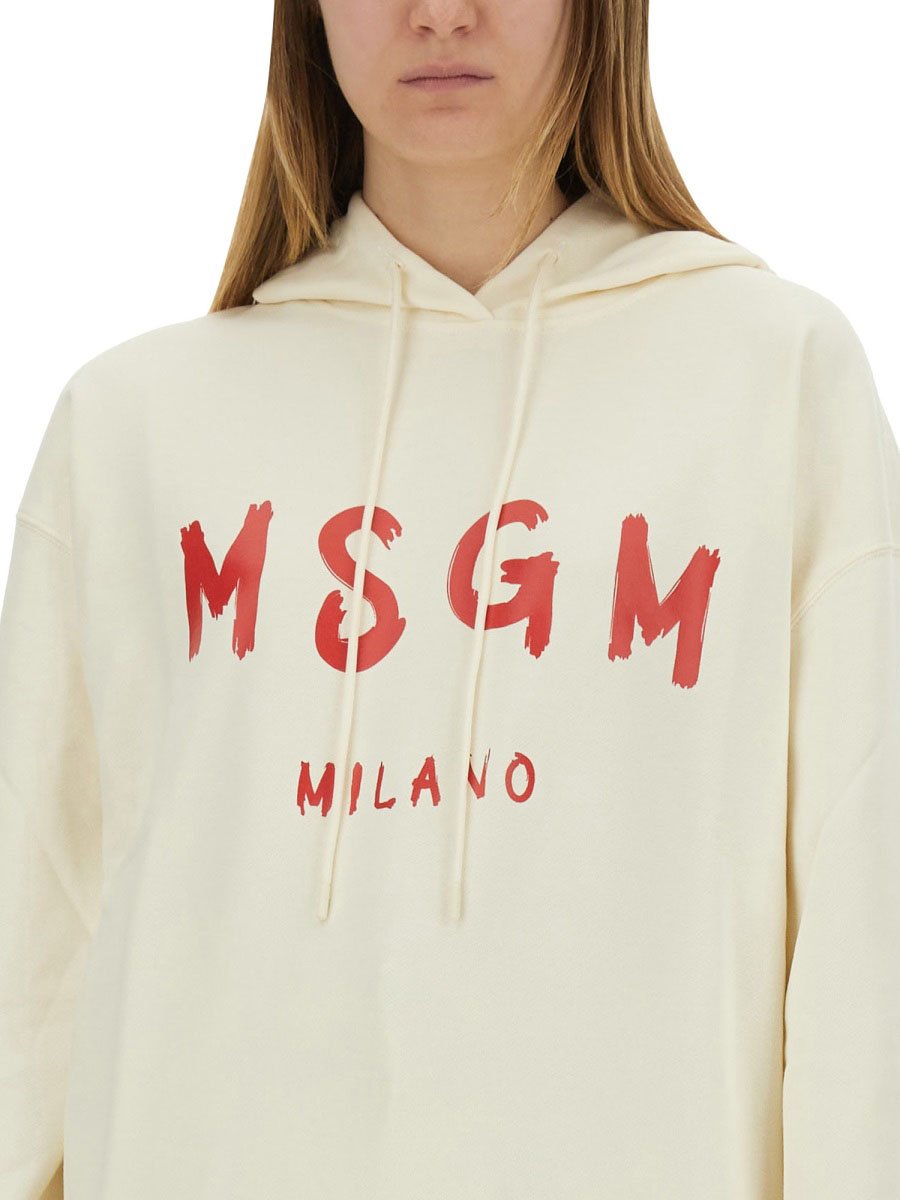 MSGM Relaxed-Fit Sweatshirt with Brushed Logo Neutraal