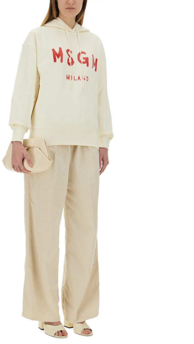 MSGM Relaxed-Fit Sweatshirt with Brushed Logo Neutraal