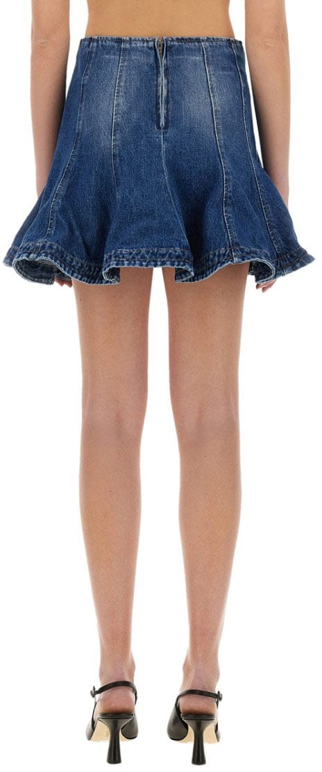 MSGM Flared Denim Skirt Blauw