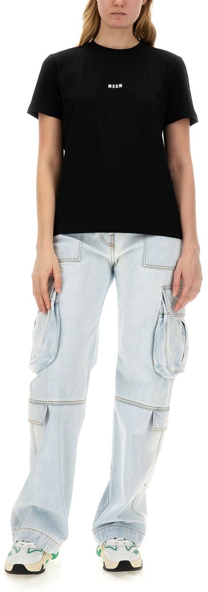 MSGM T-SHIRT CON MICRO LOGO Zwart