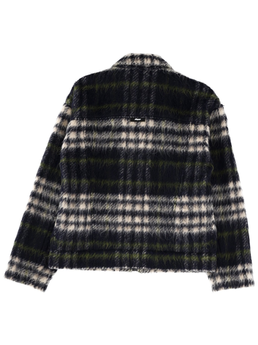 MSGM Plaid Pile Zip-Up Jacket Zwart