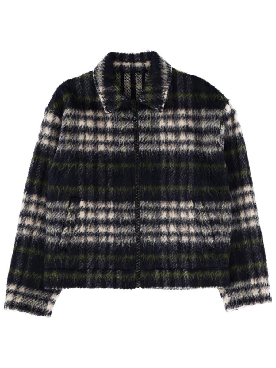 MSGM Plaid Pile Zip-Up Jacket Zwart