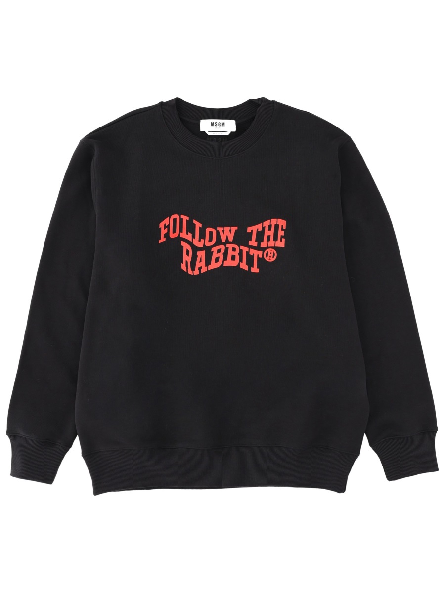 MSGM Black Red Text Sweatshirt Zwart