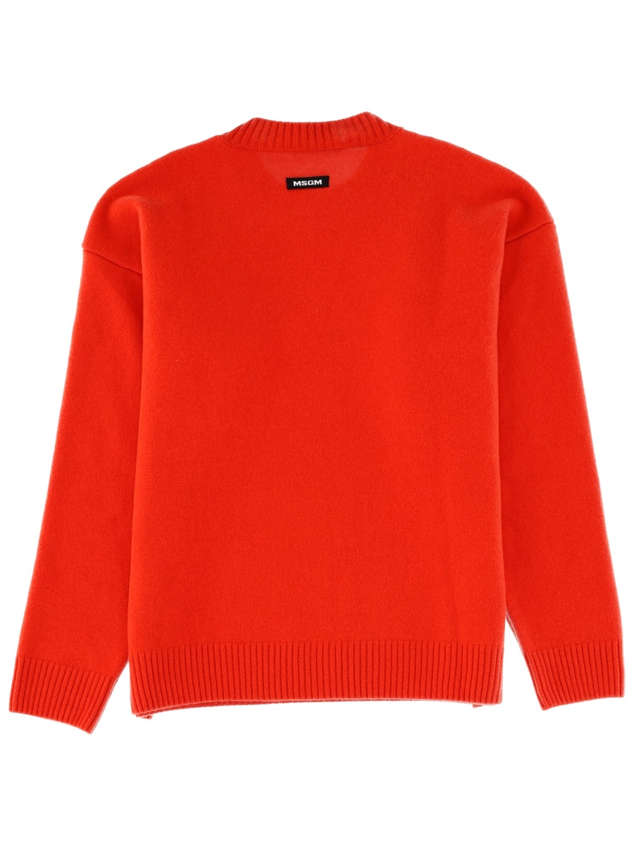 MSGM Red Merino Wool-Cashmere Sweater Rood