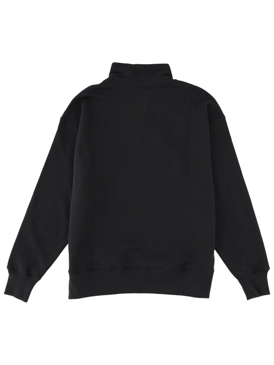 MSGM Half-Zip Black Graphic Sweatshirt Zwart