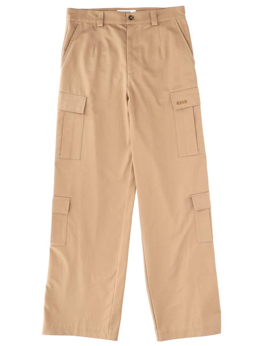 MSGM Brown Wide-Leg Cargo Pants Bruin