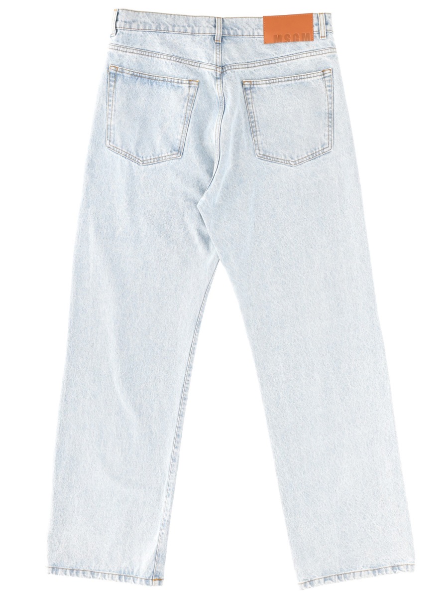 MSGM Light Wash Embroidered Logo Jeans Wit