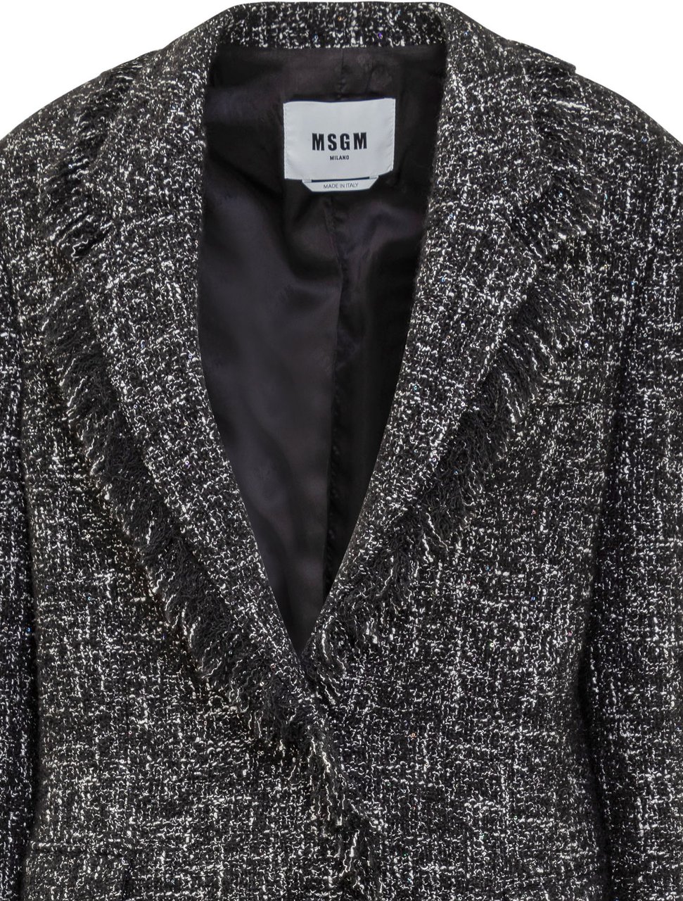MSGM MSGM Blazer in Tweed con Frange Zwart
