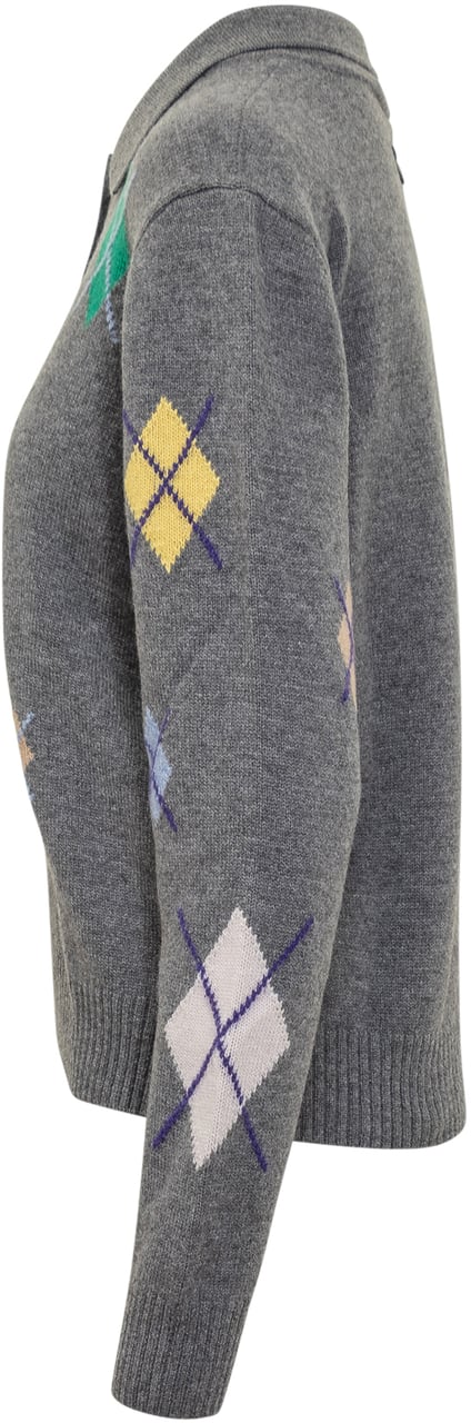 MSGM MSGM Maglia Polo con Motivo Argyle Donkergrijs