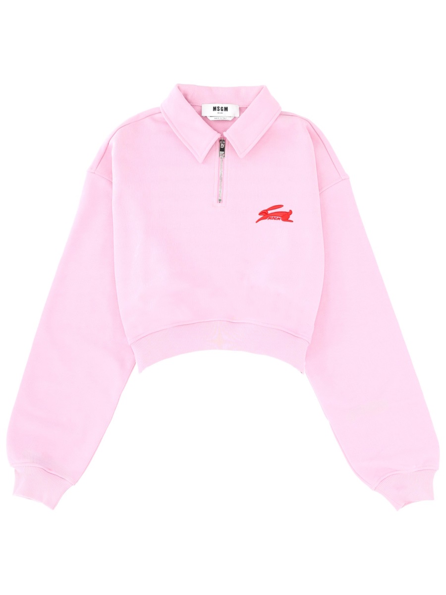 MSGM Follow The Rabbit Embropped Zip Sweatshirt Paars