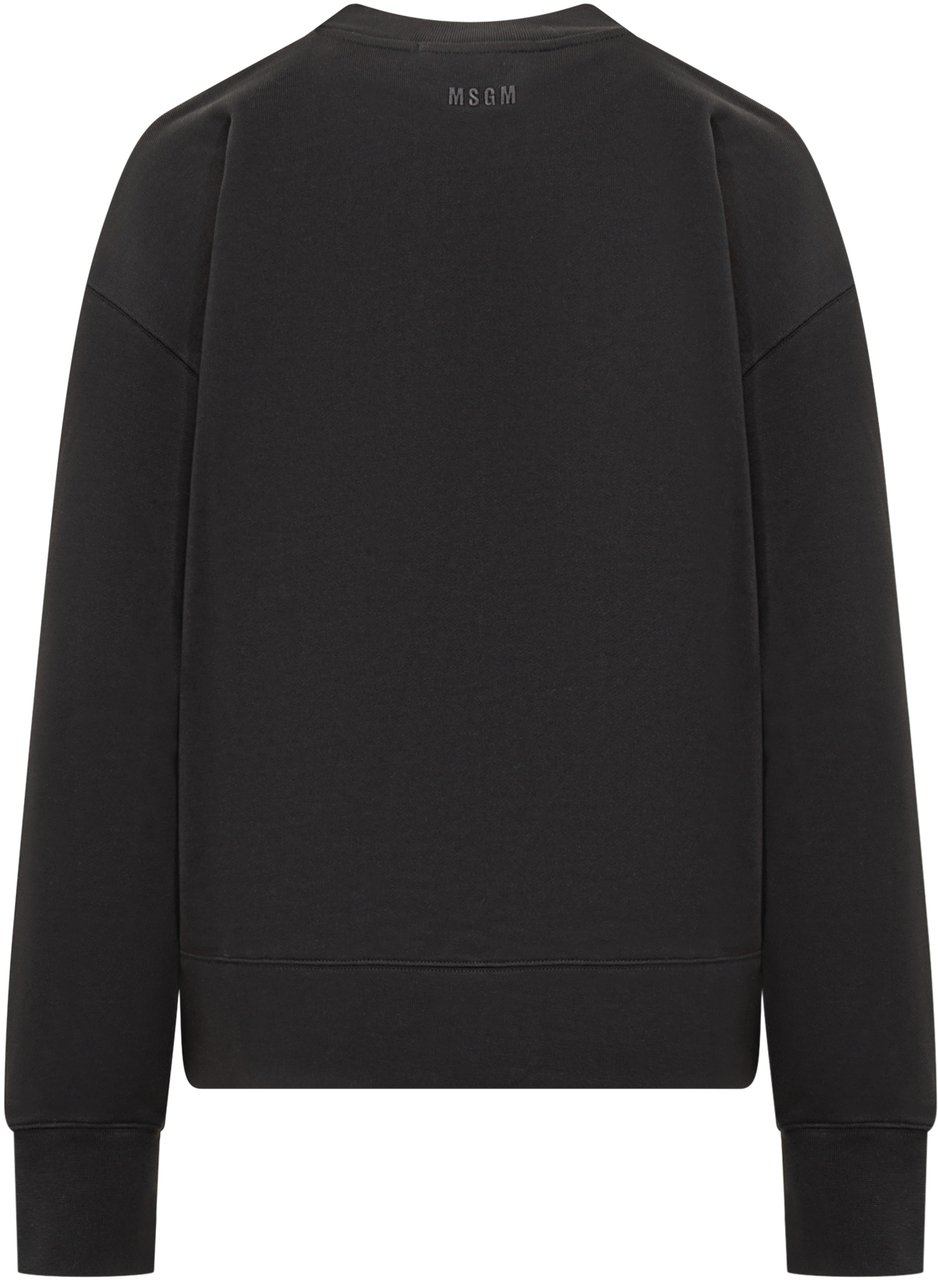 MSGM MSGM Felpa Nera con Stampa Follow the Rabbit Zwart