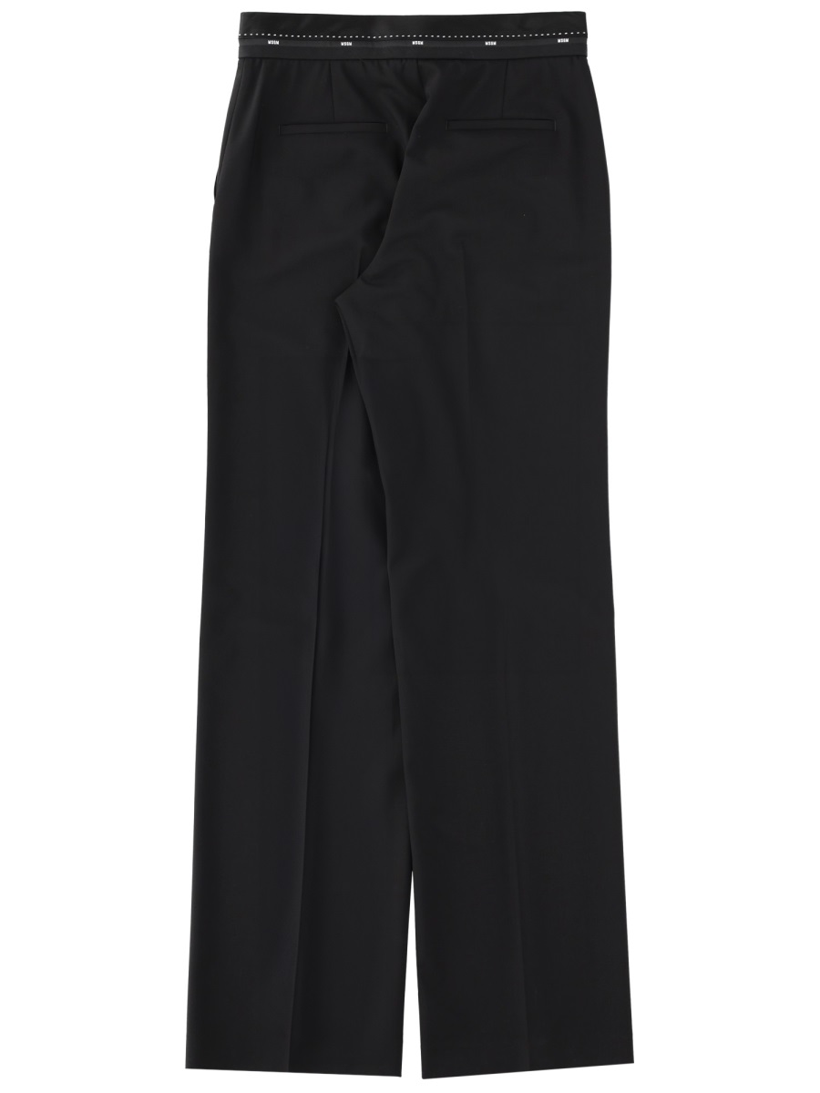 MSGM Black Wool-Blend Cool Straight-Leg Pants Zwart