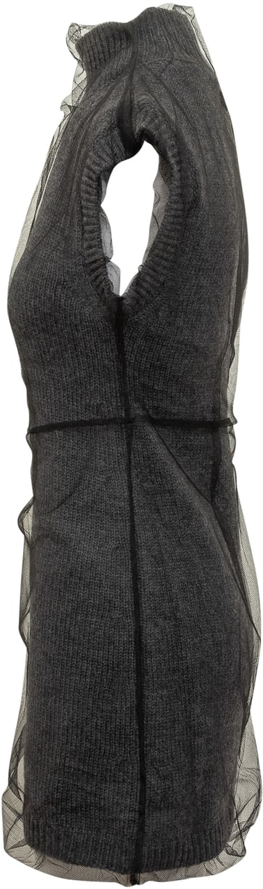 MSGM Abito Senza Maniche in Maglia con Tulle Msgm Grijs