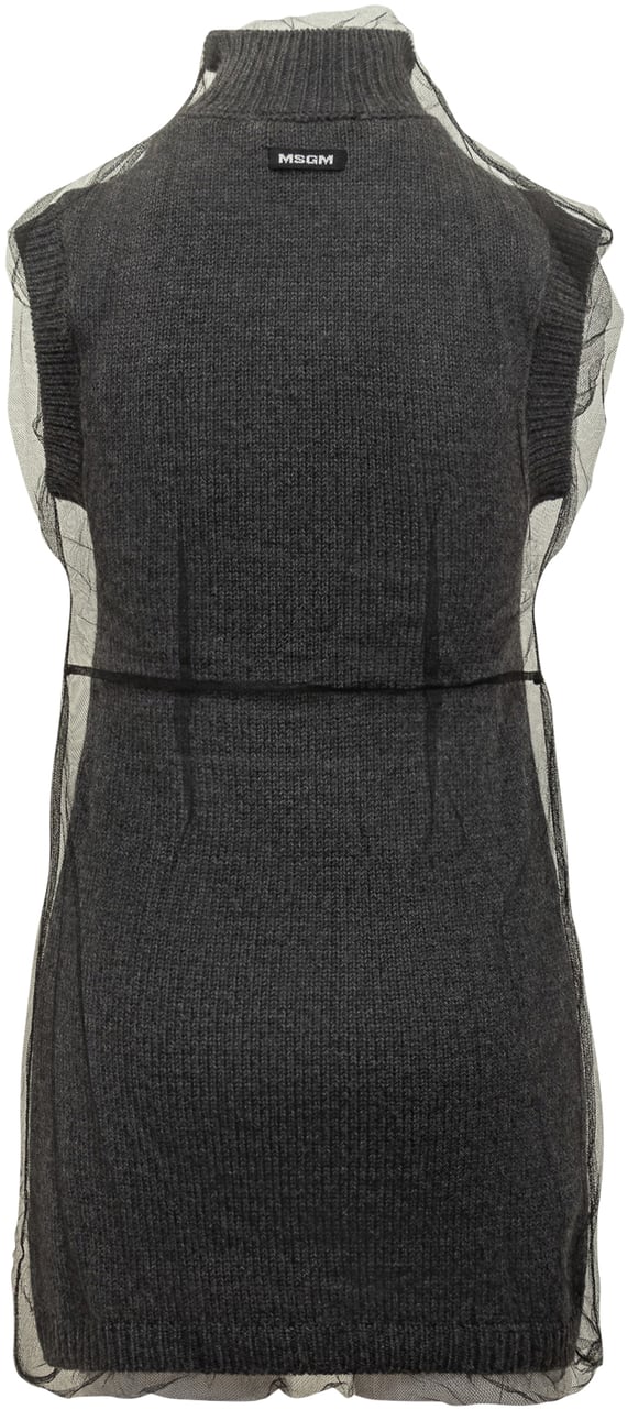 MSGM Abito Senza Maniche in Maglia con Tulle Msgm Grijs