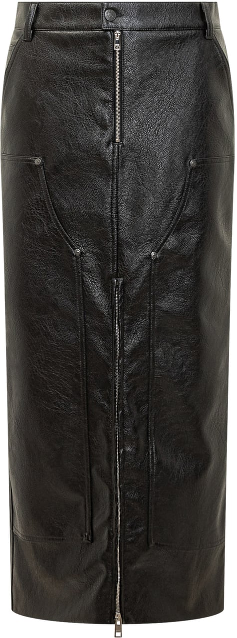 MSGM Gonna Midi in Ecopelle con Zip Msgm Zwart