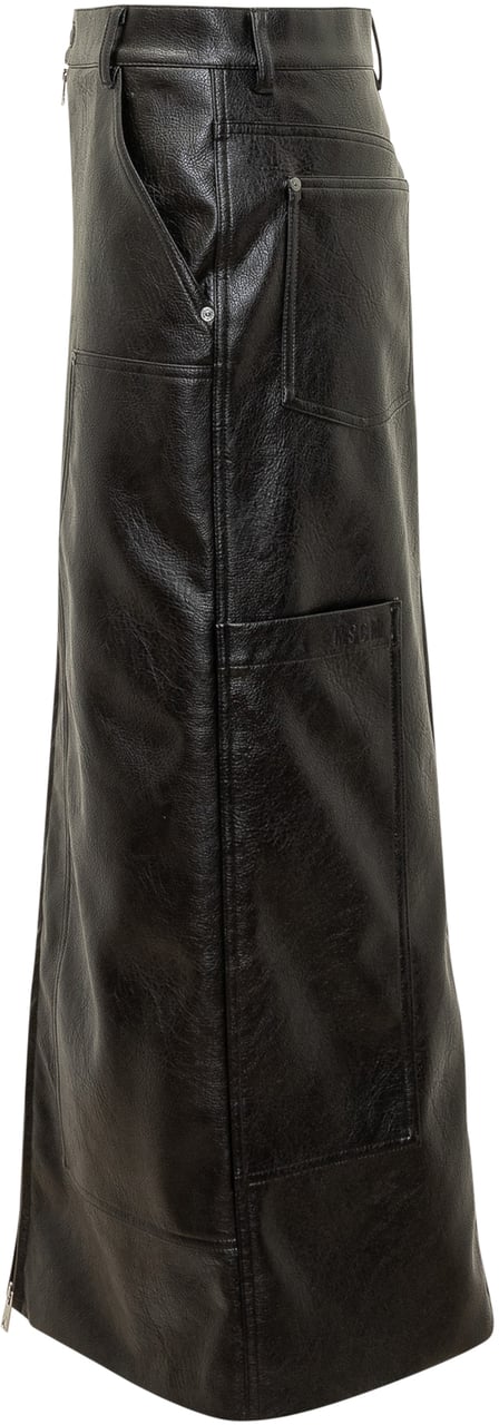 MSGM Gonna Midi in Ecopelle con Zip Msgm Zwart