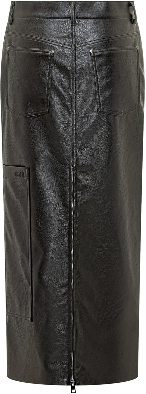 MSGM Gonna Midi in Ecopelle con Zip Msgm Zwart