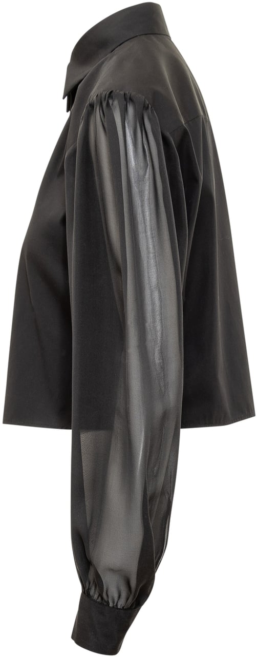 MSGM MSGM Camicia Crop con Maniche Trasparenti Zwart
