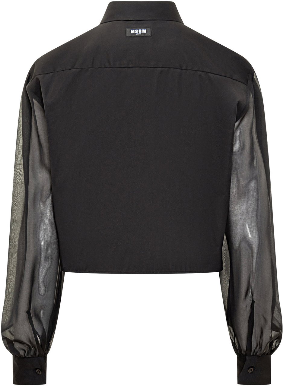 MSGM MSGM Camicia Crop con Maniche Trasparenti Zwart