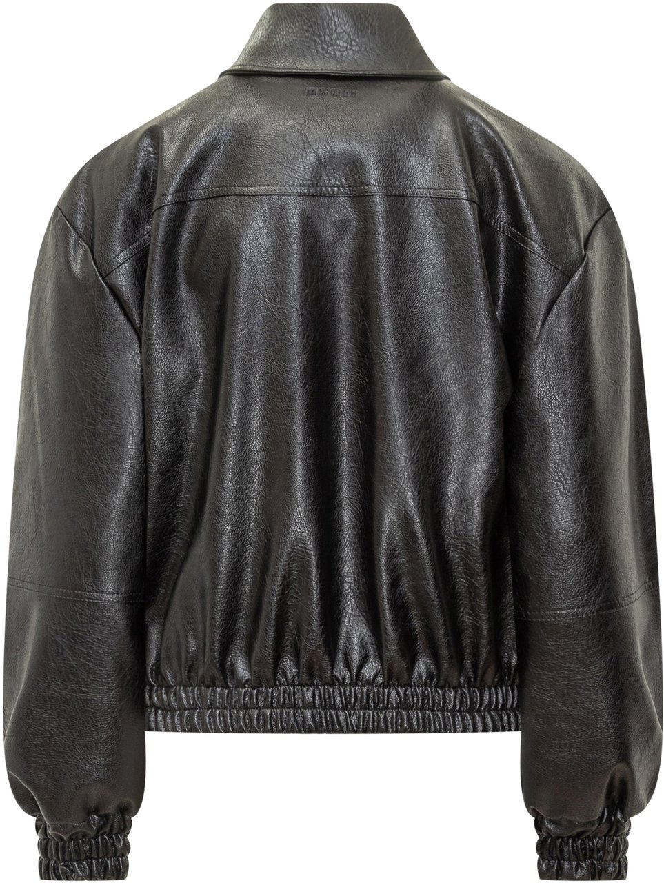 MSGM Lauren Ralph Lauren Giacca in Pelle Nera con Tasche Frontali Zwart