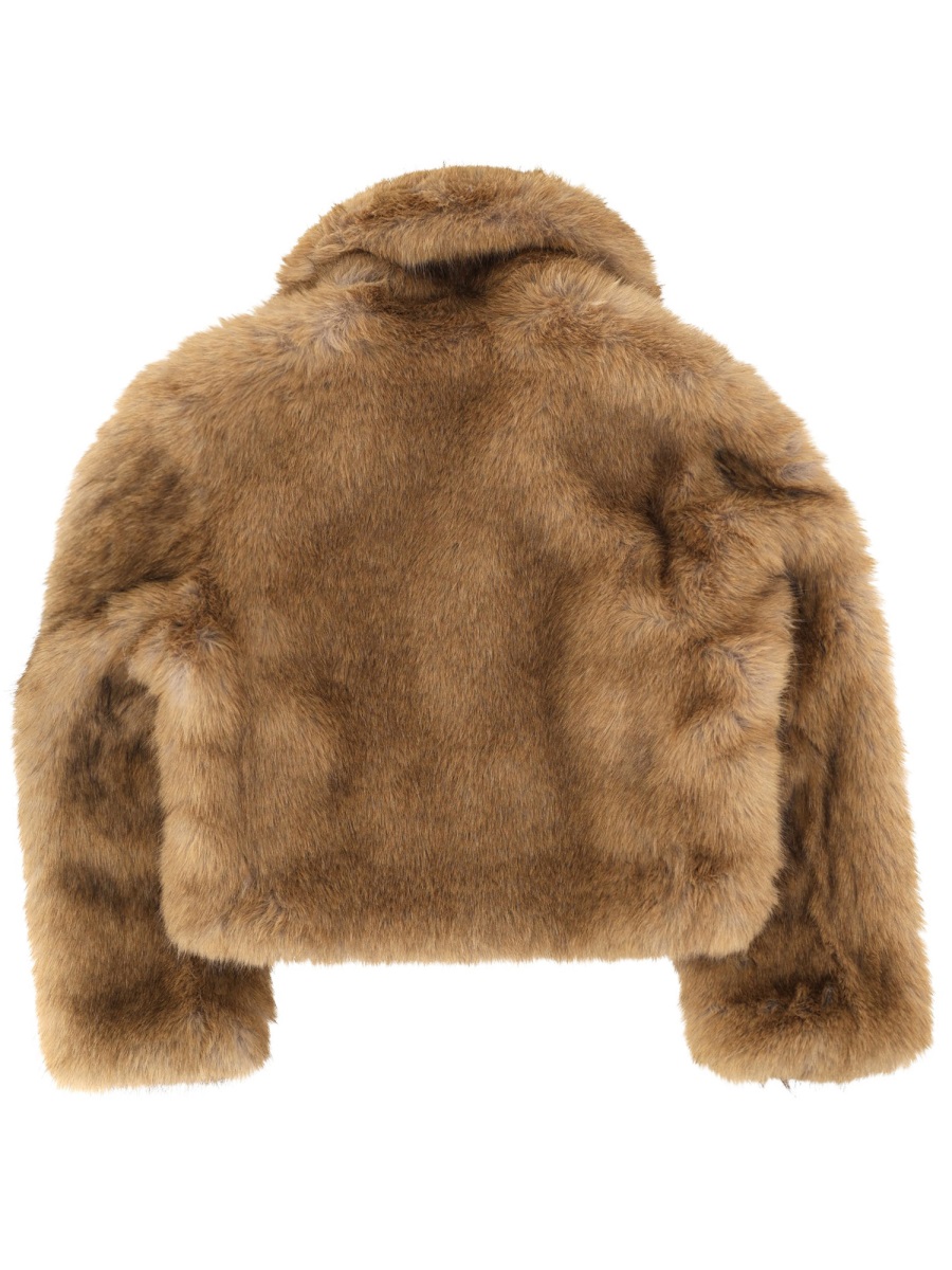 MSGM Cropped Eco Polyester Faux-Fur Jacket Bruin