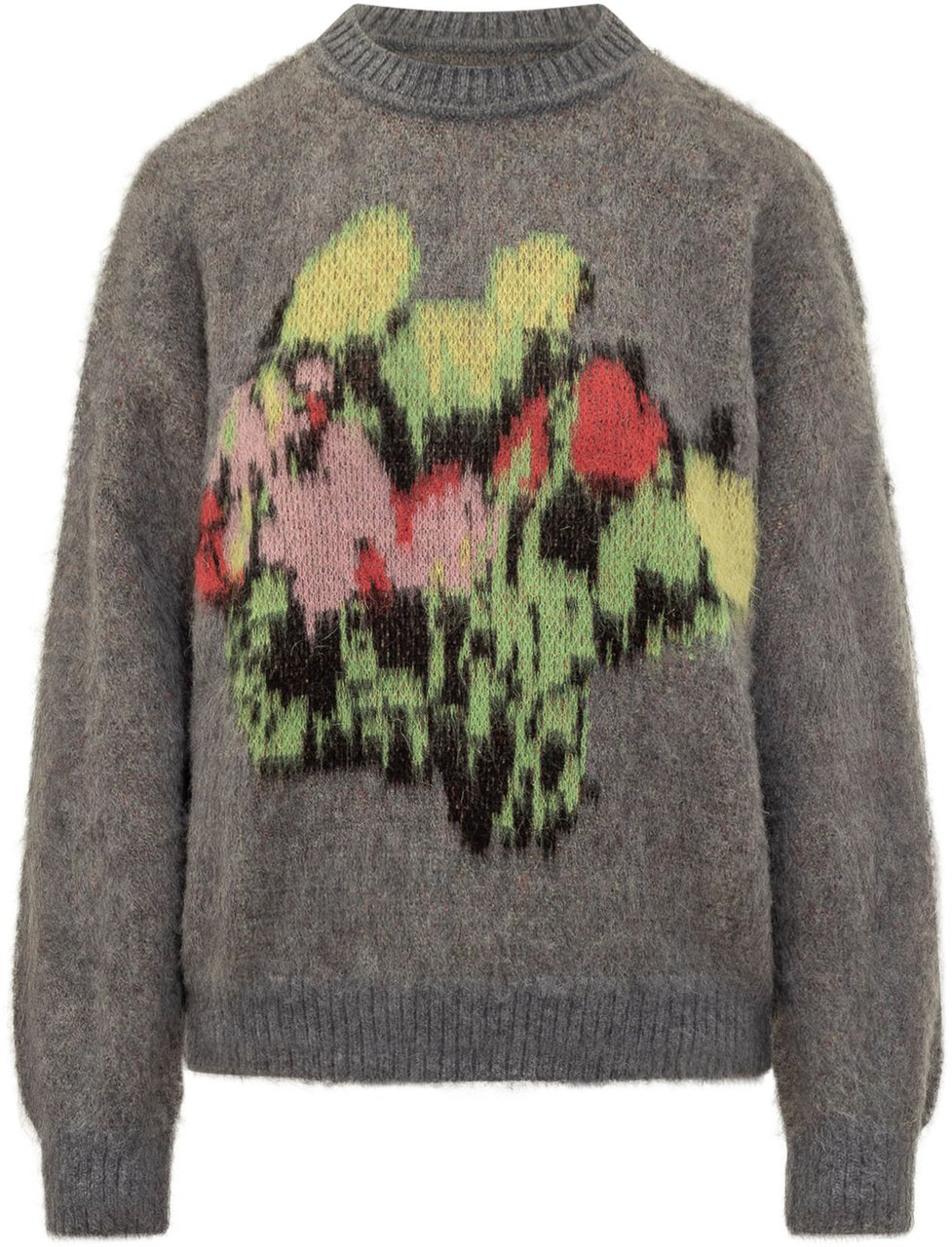 MSGM MSGM Maglia in Mohair con Motivo Astratto Grijs