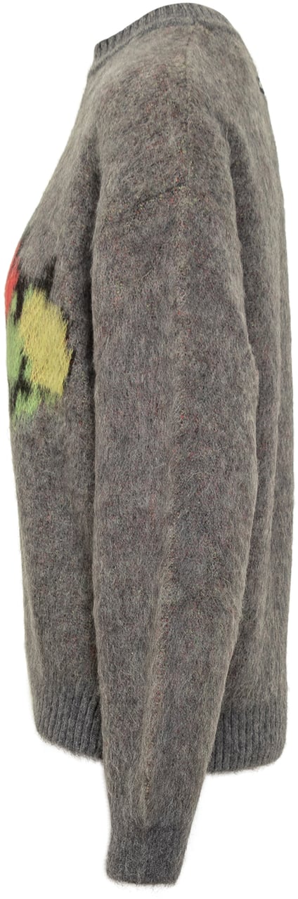 MSGM MSGM Maglia in Mohair con Motivo Astratto Grijs