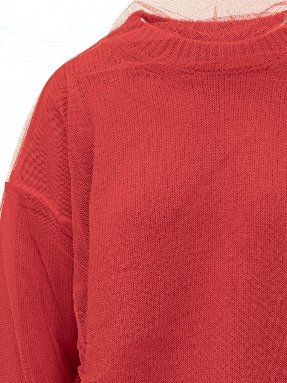 MSGM Cardigan in Maglia con Tulle Msgm Rood