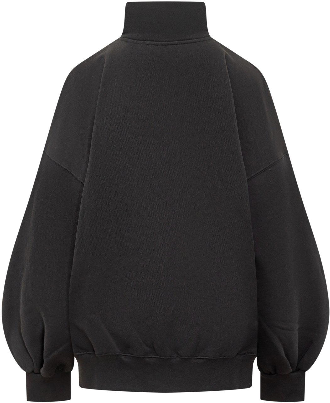 MSGM MSGM Felpa Nera con Zip e Logo Rosso Zwart