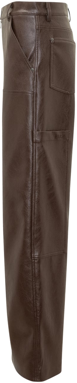 MSGM Pantaloni Culotte in Ecopelle Marrone Msgm Bruin