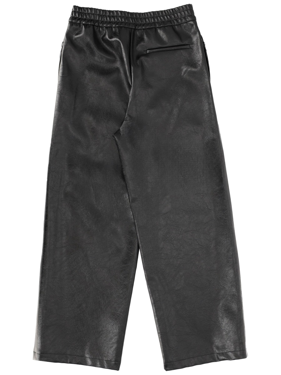 MSGM Black Viscose-Blend Leather-Like Sweatpants Zwart