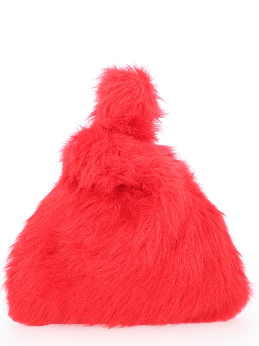 MSGM Triangular Plush Handbag with Rounded Top Handle Rood