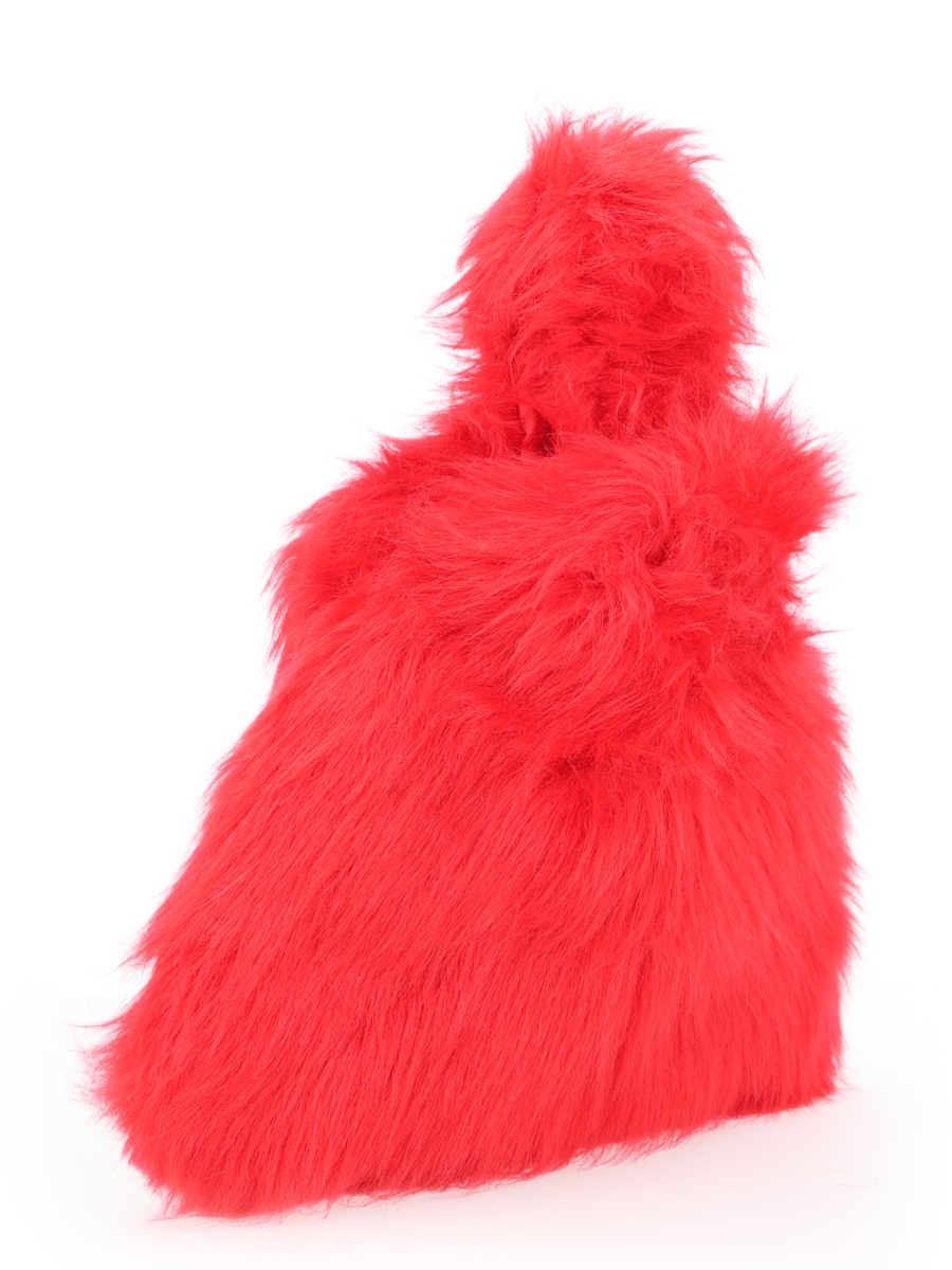 MSGM Triangular Plush Handbag with Rounded Top Handle Rood