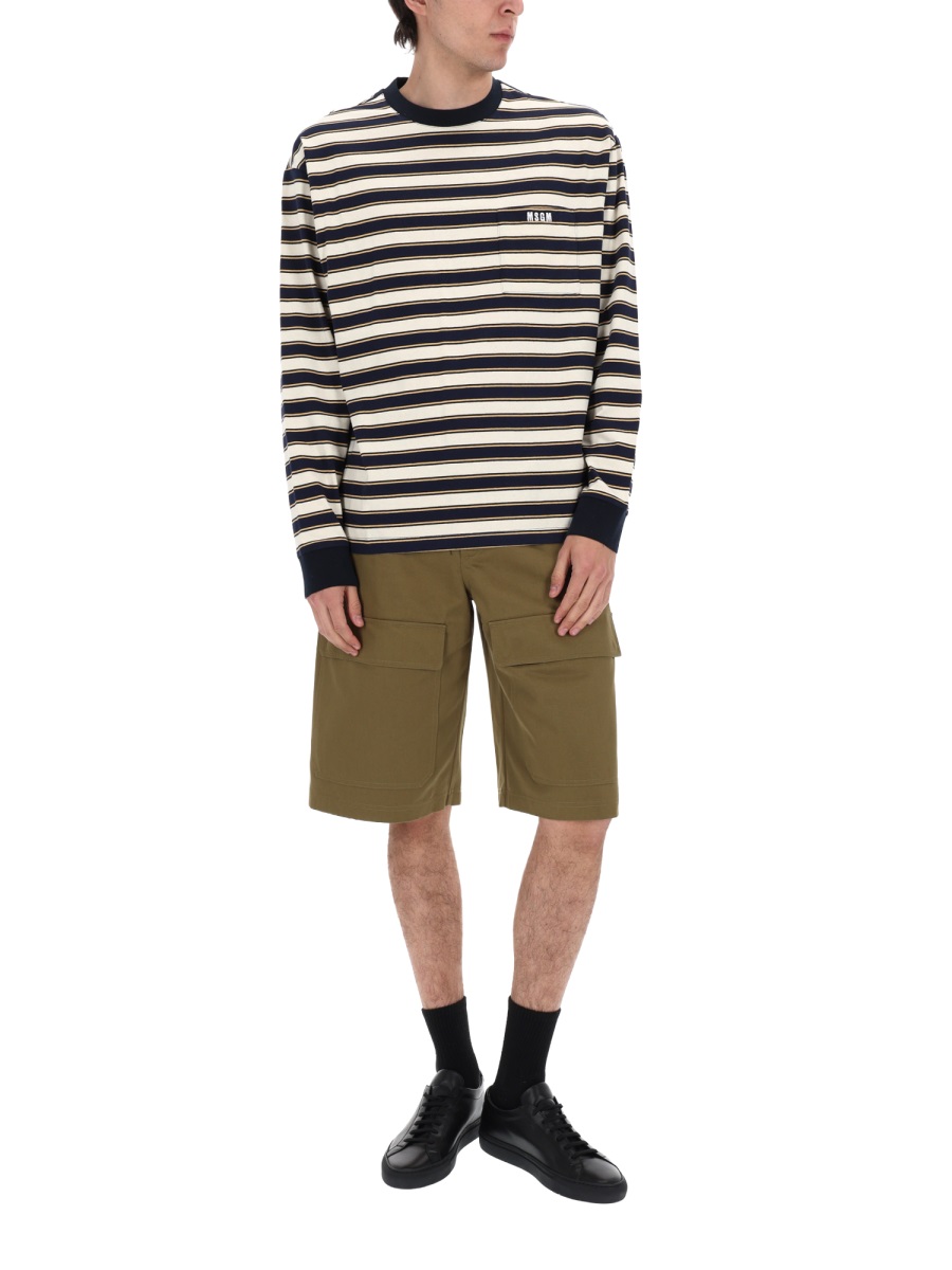 MSGM Straight Mid-Thigh Denim Shorts Groen