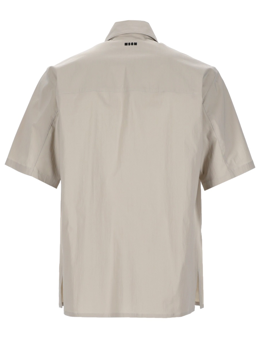MSGM Neutrals Boxy Relaxed Fit Cotton-Blend Shirt Grijs