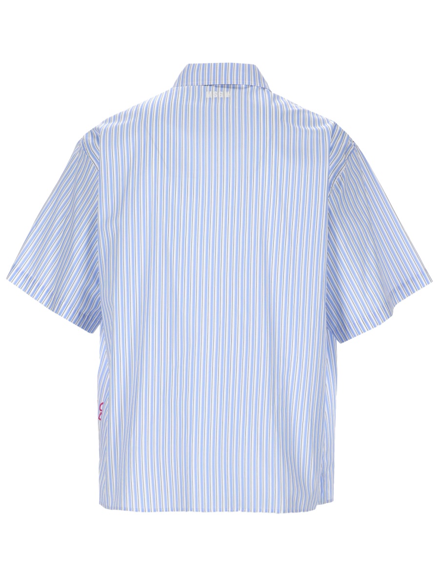 MSGM Blue White Stripes Cotton Shirt Blauw