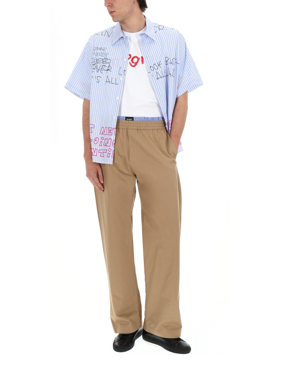 MSGM Blue White Stripes Cotton Shirt Blauw