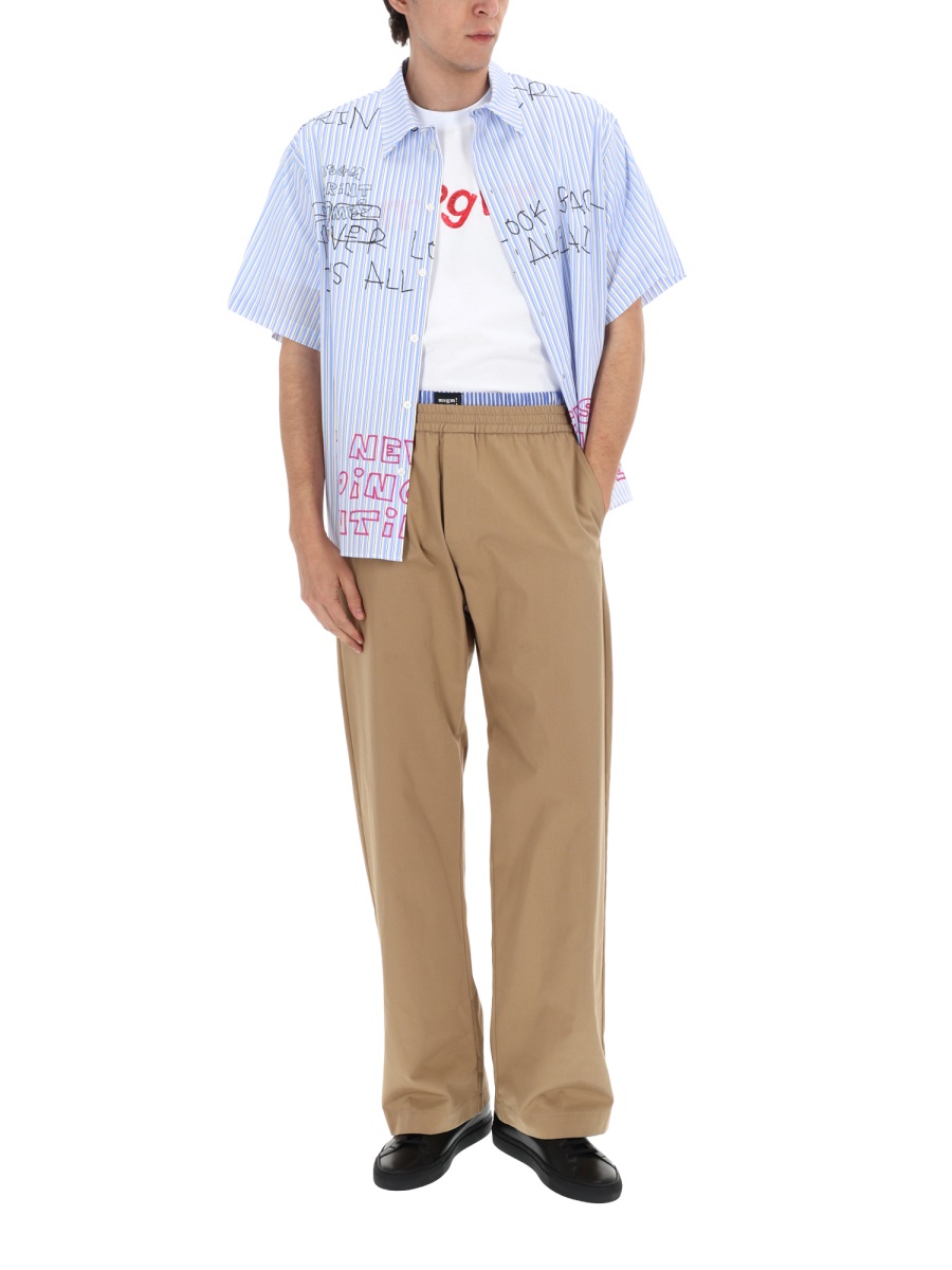 MSGM Double Elastic Cotton Straight-Leg Pants Neutraal