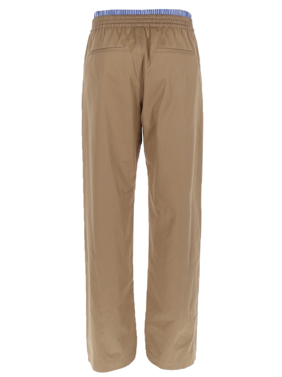 MSGM Double Elastic Cotton Straight-Leg Pants Neutraal