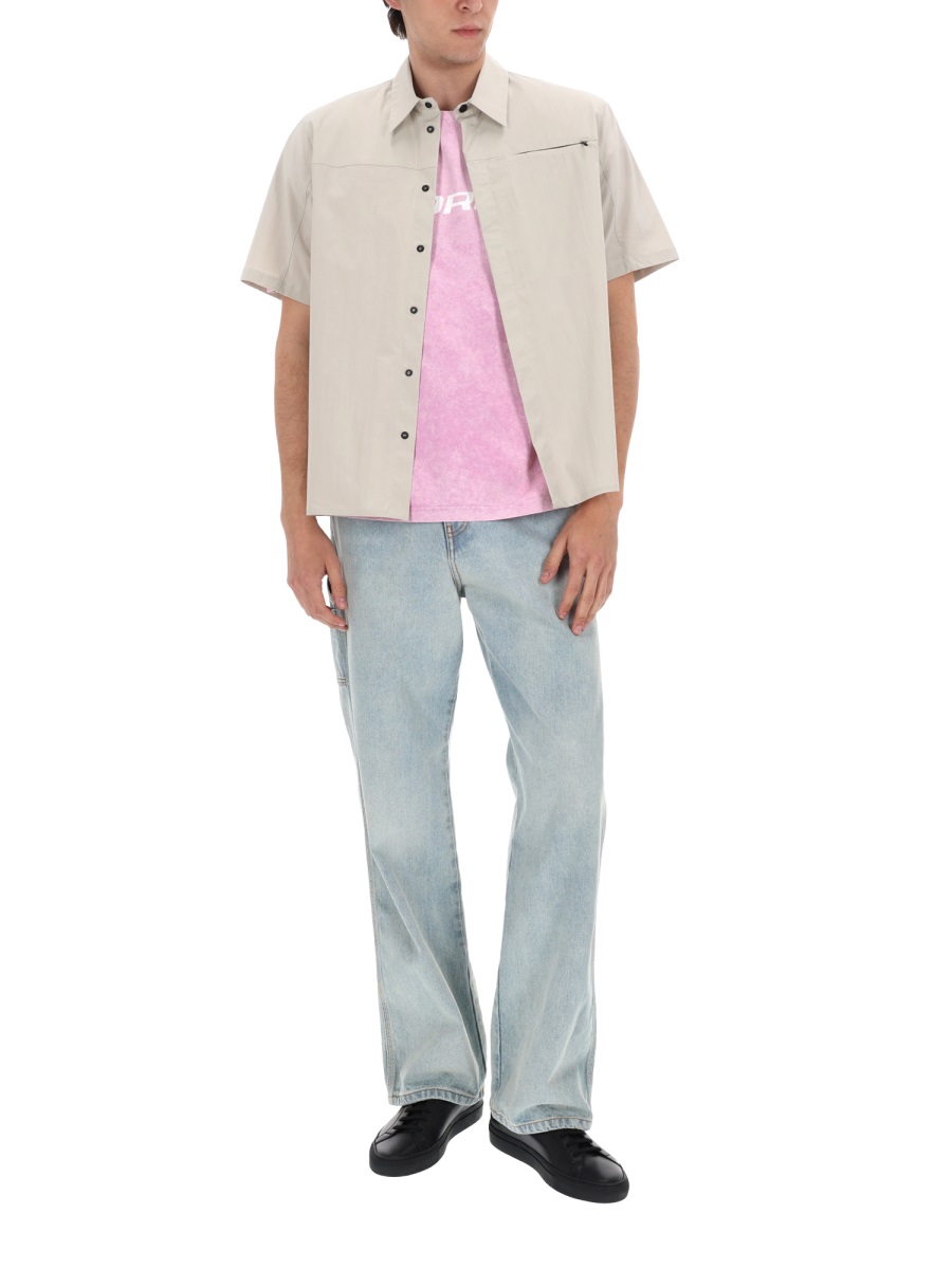 MSGM Logo Cotton Faded Straight-Leg Pants Wit