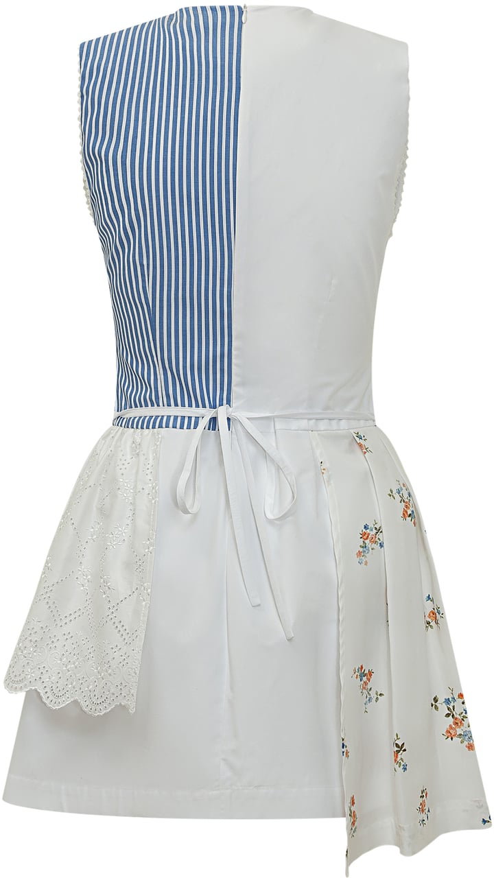 MSGM Abito Patchwork Senza Maniche Wit