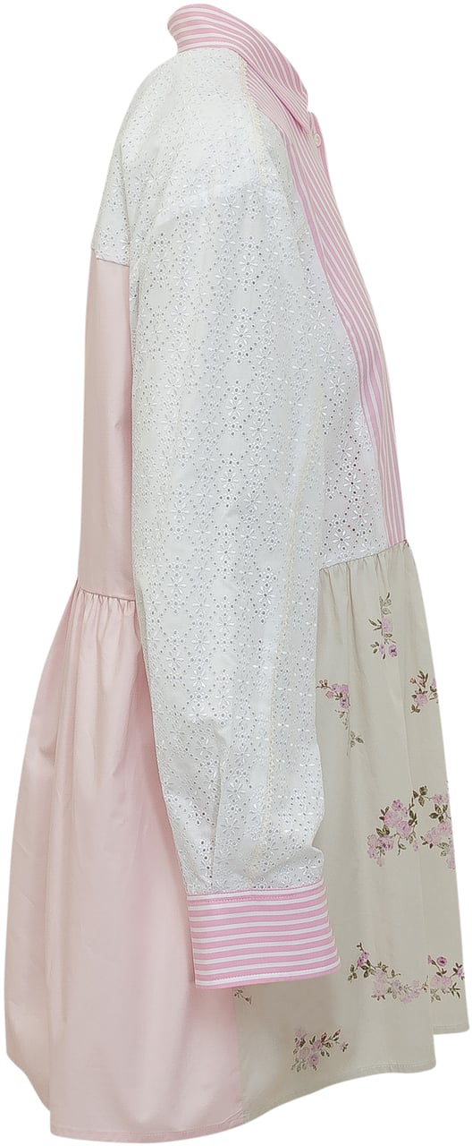 MSGM Camicia Patchwork Lunga Roze