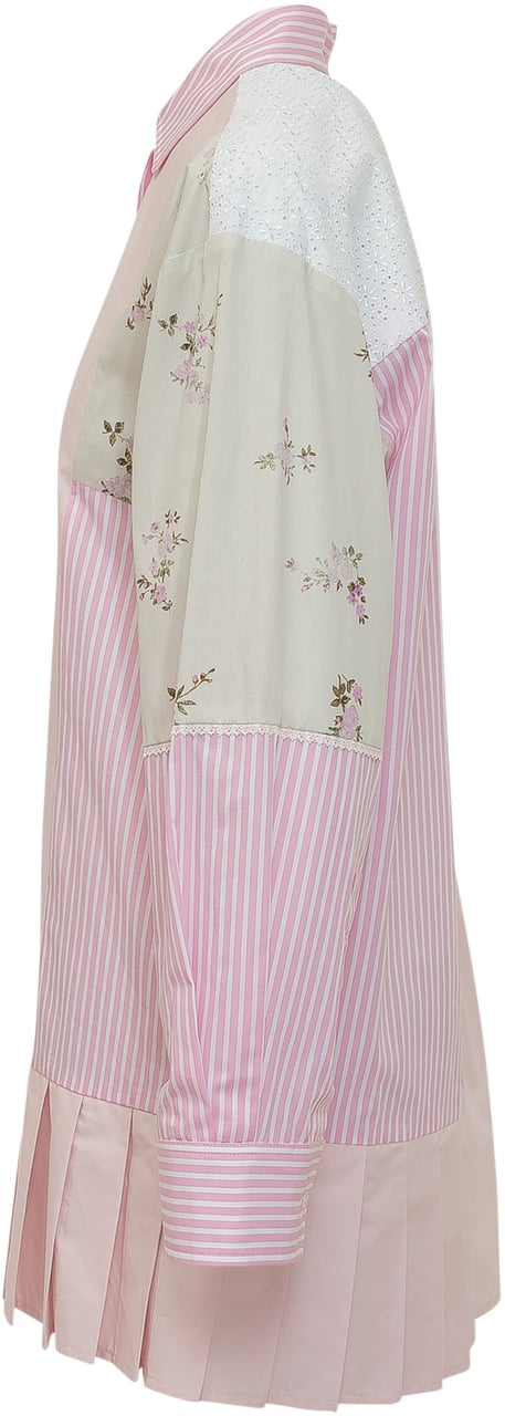 MSGM Camicia Patchwork Lunga Roze